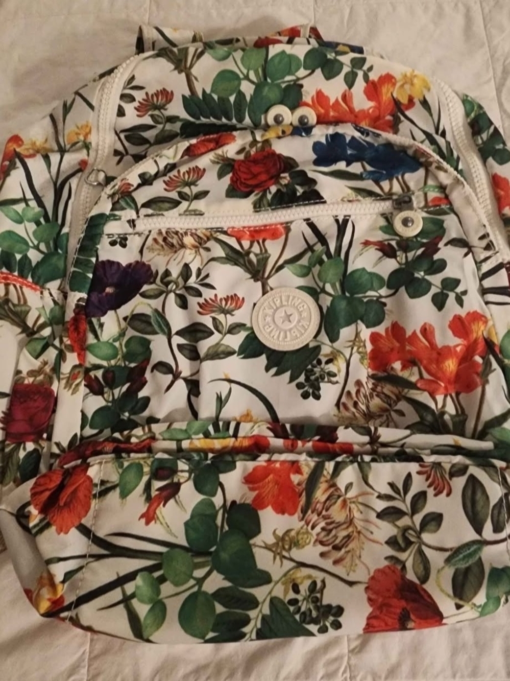Kipling Floral Print Backpack – White Multi